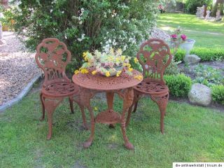 Frankreich Sitzgarnitur Eisen Shabby chic Garten Park Tisch mit 2