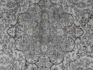 Kaschmir Seide Indien Teppich 291x185cm schwarz weiss gereinigt rug