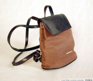 Vintage Bodenschatz Mini Rucksack Tasche Beutel Stoff Braun XS