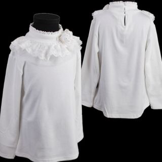 KD295 10 Weiß Mädchen Langarm Shirt Herbst Winter Baumwolle Hemd Neu