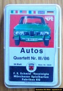 Altes Auto Quartett Kartenspiel F.X.Schmid Münchener Spielkarten