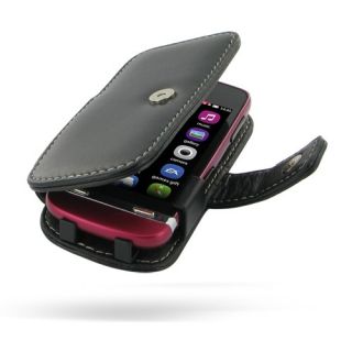 PDair Leder Tasche Book für Nokia Asha 311 in schwarz Handy Hülle