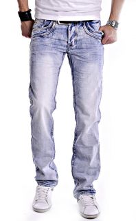 Stylische Herren Jeans Hose Hell Blau Doppeltaschen Design W29   W38