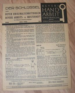 Beyers Handarbeit und Wäsche Strickmoden 1955 mit Origin Schnittbogen