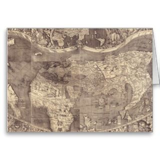 1507 Martin Waldseemuller World Map Cards