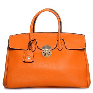 ROUVEN Orange & Gold JANE 40 Tote Bag Kalbleder Damen Tasche