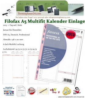 A5 Kalendarium FILOFAX Kalender Einlage 2013   1W/2S 1M/2S 1T/1S