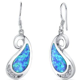 Revoni Damen Ohrringe 925 Sterlingsilber und Opal blau