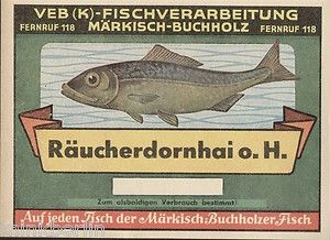 Etikett   Dornhai   VEB Fischverarbeitung Märkisch Buchholz # 295