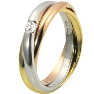 goldmaid Damen Ring 9 Karat (375) Tricolor Gr.52 (16.6) 1 Diamanten So