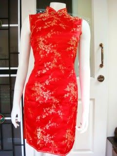 Cheongsam/Qipao Geisha China/Japan Mini Kleid Rot Gr.42