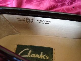 CLARKS Lackleder Mokassin Halbschuhe Gr41 Uk7 1/2 Made in Brazil Wie