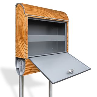 Briefkasten mit Edelstahl Standfuß Baumstamm Postkasten