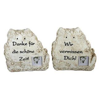 Gedenktafel Grabstein für ihre Katze mit Fotorahmen und Spruch DFDSZ