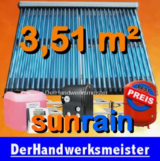 SunRain Solar Solaranlage 20 Vakuumröhren Heatpipe Kollektor 4 m²