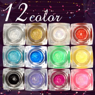 12 x UV Gel Farbgel Effekt Glitter Nailart Mix Set NEU