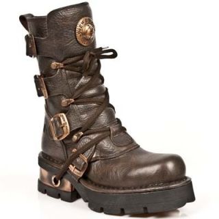 New Rock Schuhe 373 Boots Biker  Stiefel Steampunk Gothic Braun
