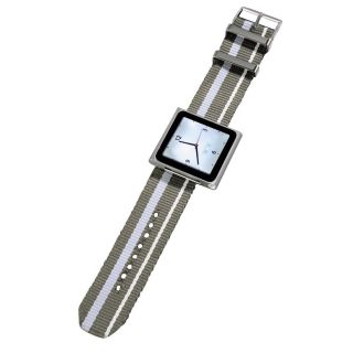 Hama Nylon Uhrenarmband für Apple iPod nano 6G grau/weiß Watch
