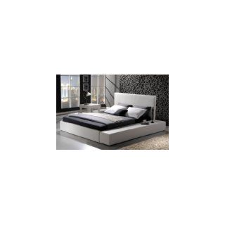Schönes Bett im Leder Design weißes Lederbettgestell 180x200 cm
