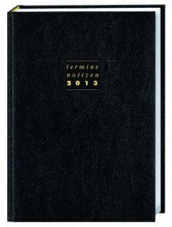 Termine Leder schwarz A5 Terminplaner Kalender 2013 von Heye 15x21cm