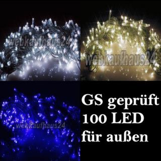 LED Lichterkette 100 LED 10m + 10m Zuleitung für außen