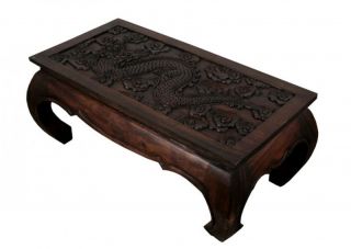 Opiumtisch Thailand Massiv Holz Tisch Dunkel Braun Antik 1m x 50cm