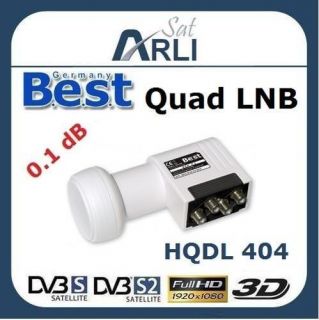 Quad 0,1 dB HD LNB FullHD 3D tauglich Sat Wetterschutz HQDL 404