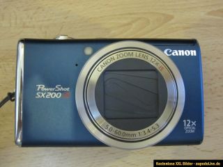 Canon PowerShot SX200 IS 12.1 MP Digitalkamera   Blau , gut erhalten
