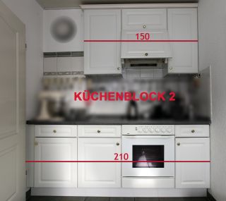 Einbauküche Landhaus weiß 415 cm 2zeilig 205 cm + 210 cm