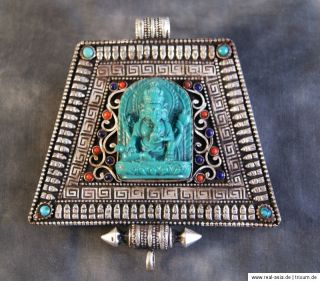 Amulett Tibet Gau GROSS ~ GANESHA ~ Prayer Box ~ Ghau (630)