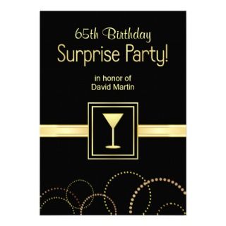 65th Birthday Surprise Party Invitations   Black