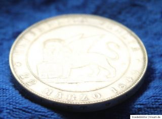 Münze Silbermünze Replik Italien Veneta 5 Lire 1848