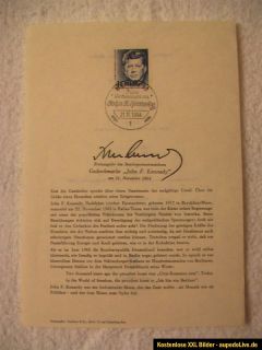 Erstausgabe John F.Kennedy Sonderpostwertzeichen Gedenkmarke