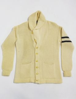 Vintage 80s POLO Ralph Lauren WOOL Shawl Collar VARSITY Knit Sweater