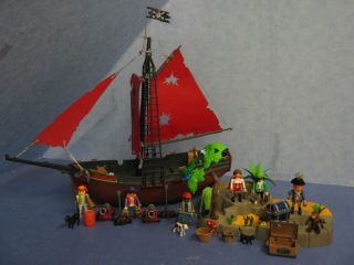 Korsar Piratenschiff 2 Kanonen v Piraten + Insel Playmobil 434