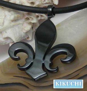 Edelstahl Anhänger Fleur de Lis schwarz ( Edelstahl Halsband 50cm