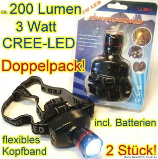 200 Lumen CREE Xenon SMD LED Stirnlampe Kopflampe Taschenlampe