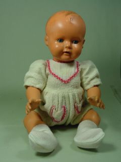 P445/ Schildkröt Strampelchen Baby Puppe 40 cm ca.1960