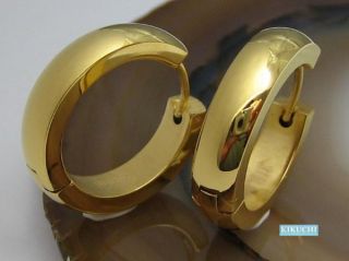 Edelstahl Ohrringe Creolen 24k Gold pl. Hochglänzen 22mmØ XL groß