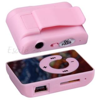 Verspiegelt Pink Micro SD/TF Karte USB MP3 Musik Player Spieler Clip