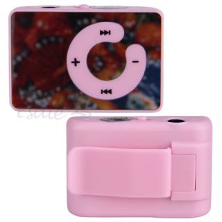 Verspiegelt Pink Micro SD/TF Karte USB  Musik Player Spieler Clip
