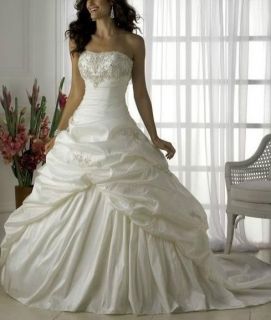 Weiß/Elfenbein Taft Brautkleid/Kleid Abendkleid Hochzeitskleid