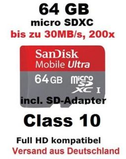 64GB Micro SDXC Speicherkarte für Galaxy S2 I9100 oder Galaxy Tab (P