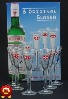 Malteserkreuz Aquavit Gläser mit Eichung bei 2 cl
