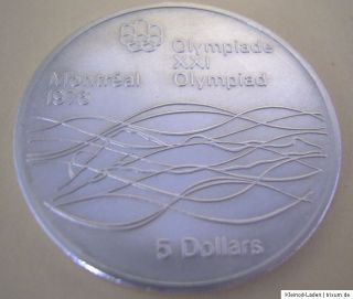 Münze 5 Dollar 1976 Montréal XXI Olympiade Schwimmen Silber 925