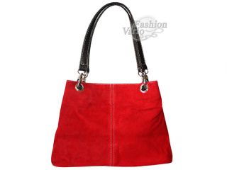 Schöne LEDER Wildledertasche Damen Tasche Wildleder Rot