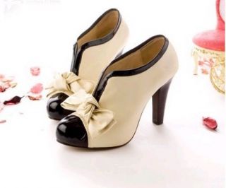 Vintage High Heels Classic creme mit verstecktem Plateau 36 37 38 39