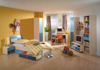 NEU* Komplett Kinderzimmer Jugendzimmer 10tlg Set Ahorn   blau