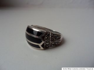 Ring 925 Silber Onyx Markasiten Gr 56