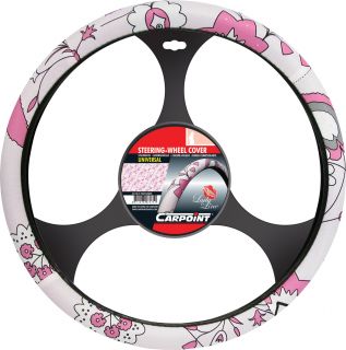 Carpoint Lenkradbezug Pink Flower Lenkradschoner Rosa/Weiss